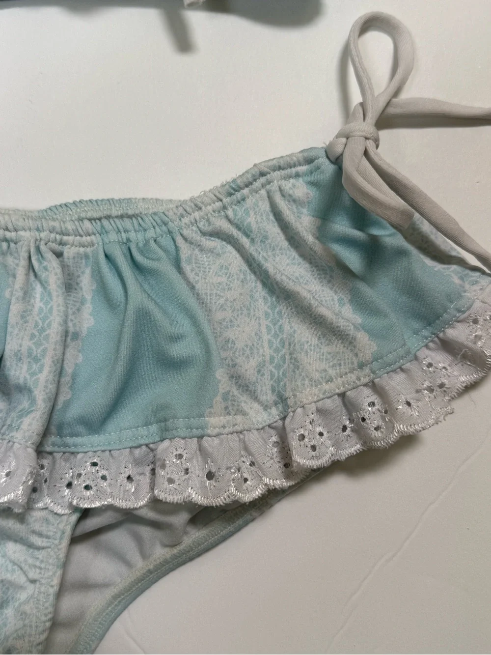 Well Dressed Wolf 2T Bikini Set Robin Egg Blue & Antique White Trim & Ties Girls